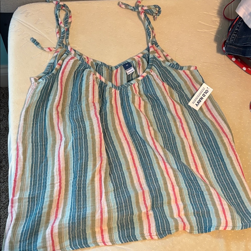 Old Navy Women's Camisole - Blue, Pink, Cream Stripes